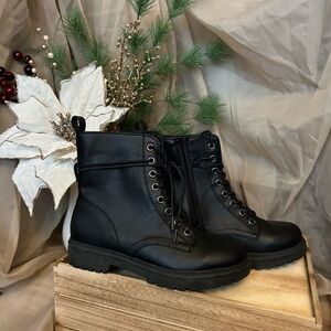 Black Lace-Up Ankle Boots